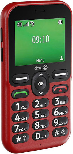 Doro Leva E10 Dual SIM Κινητό με Μεγάλα Κουμπιά Κόκκινο