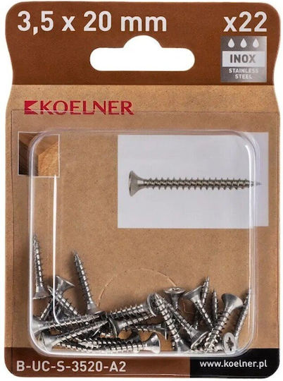 Koelner Şurub Inox cu Diametru M3.5 şi Lungime 20mm 22 Bucăţi