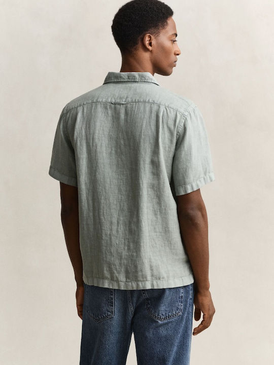Gant Short Sleeve Linen Shirt Gray