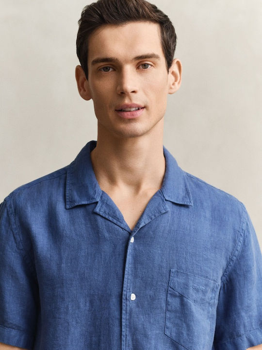 Short Sleeve Linen Shirt Royal Blue