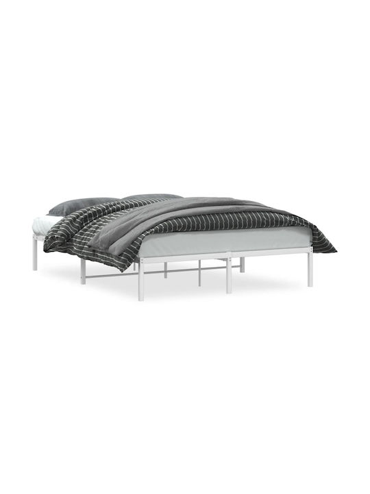 Metall King Size Bett Weiß mit Lattenrost für Matratze 200x200cm