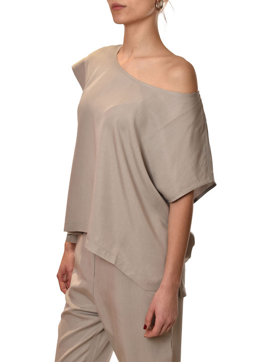 Blouse Women's Blouse Short Sleeve Grey