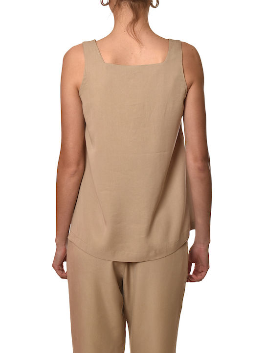 Women's Sleeveless Blouse Beige