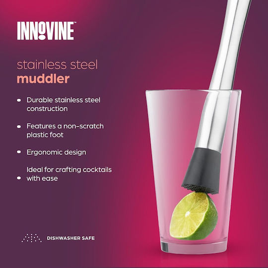 Innovine Muddler Cocktail Stainless Steel Protective Base