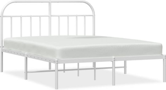 Doppelbett Aus Metall Weiß Mit Lattenrost Für Matratze 140x200cm