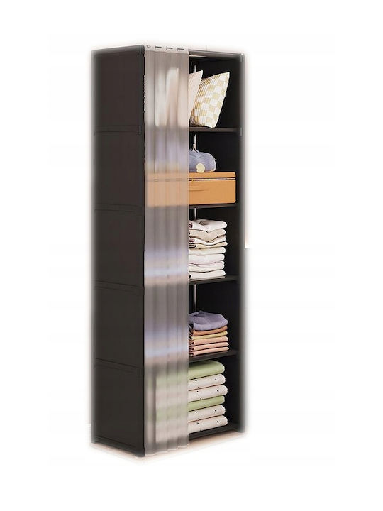 Single Door Sliding Black Wardrobe 40x28x155cm