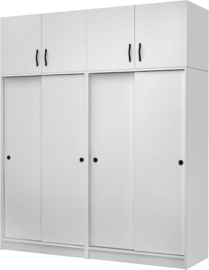 Four Door Sliding with Loft Regio 200x60x240cm White Four Door Sliding with Loft Regio 200x60x240cm White