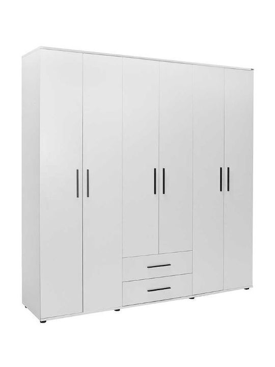 Εξάφυλλη Ντουλάπα White/λευκό 206x52x213cm