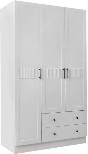 Jenna Τρίφυλλη Ντουλάπα 105x50x182cm Λευκό Jenna Τρίφυλλη Ντουλάπα 105x50x182cm Λευκό