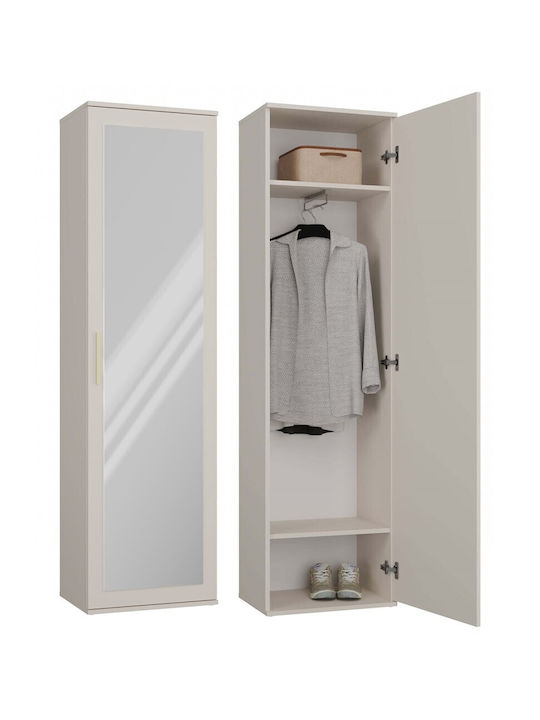 Μονόφυλλη Ντουλάπα με Καθρέπτη Μπεζ 50x35x180cm