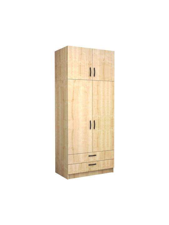 Doppeltür Kleiderschrank Victoria mit Aufsatz Natural Beech 100x60x240cm