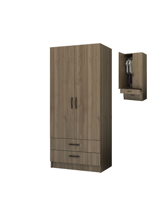 Double Door Wardrobe Ricardo Walnut 80x51.8x181cm