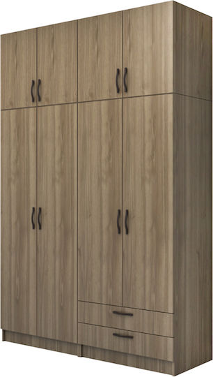 Vivian Τετράφυλλη Ντουλάπα με Πατάρι 160x51.8x240cm Καρυδί Vivian Τετράφυλλη Ντουλάπα με Πατάρι 160x51.8x240cm Καρυδί