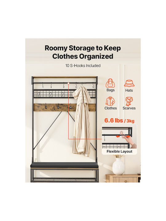 Vevor Hallway Furniture with Hanger Shoe Rack Wardrobe & Bench 40x16x97cm