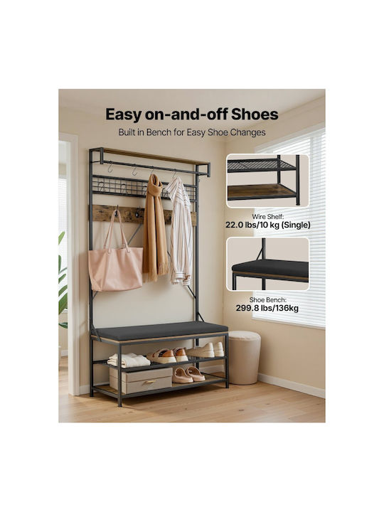 Vevor Hallway Furniture with Hanger Shoe Rack Wardrobe & Bench 40x16x97cm