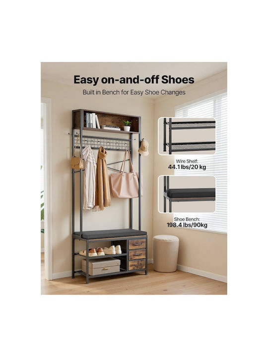Hallway Furniture with Hanger Shoe Rack Wardrobe & Bench 30x16x49cm