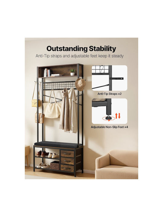 Hallway Furniture with Hanger Shoe Rack Wardrobe & Bench 30x16x49cm