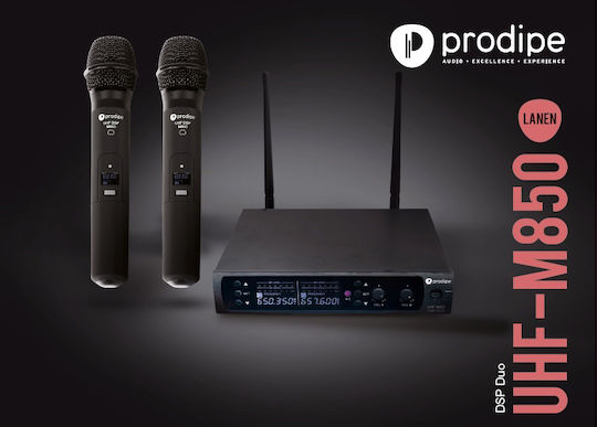 Prodipe UHF M850 DSP Duo Ασύρματο Δυναμικό Μικρόφωνο Χειρός για Φωνητικά