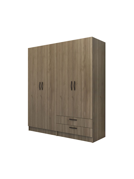 Four Door Wardrobe Vivian Walnut 160x51.8x181cm