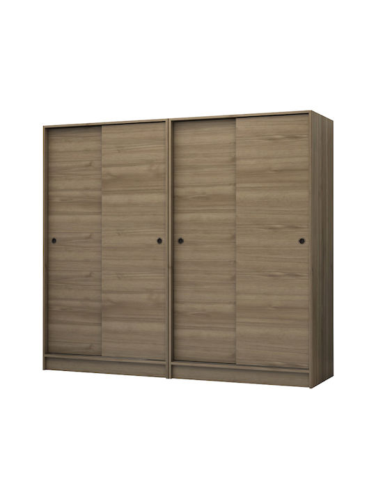 Four Door Wardrobe Sliding Regio Walnut 200x60x181cm