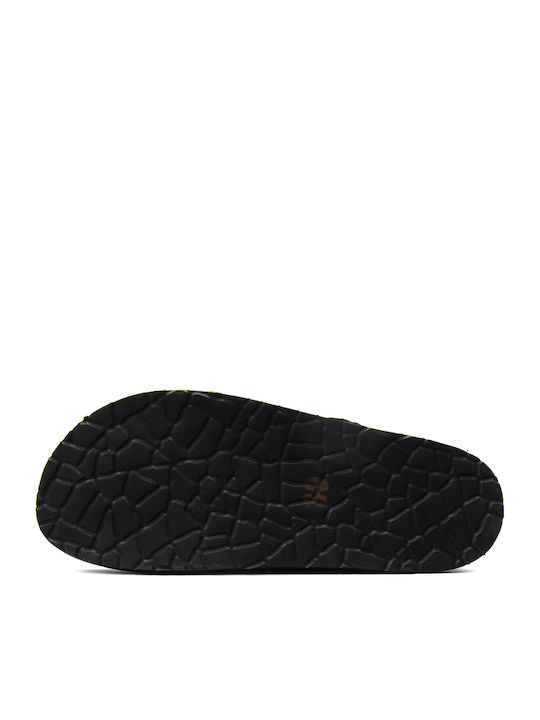Leather Women's Flat Sandals Black
