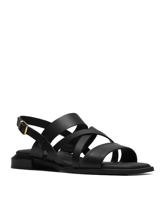 Ariany Strap Δερμάτινα Γυναικεία Σανδάλια Μαύρα