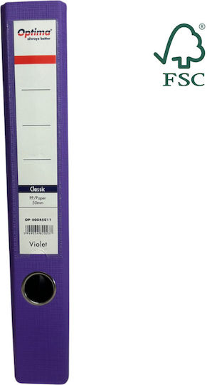 Optima Clasic & Premium Mape Cu Inele În Formă De Arc A4 Violet Laminat Pp Hârtie Margine Metalică 50 Mm Optima Clasic Violet