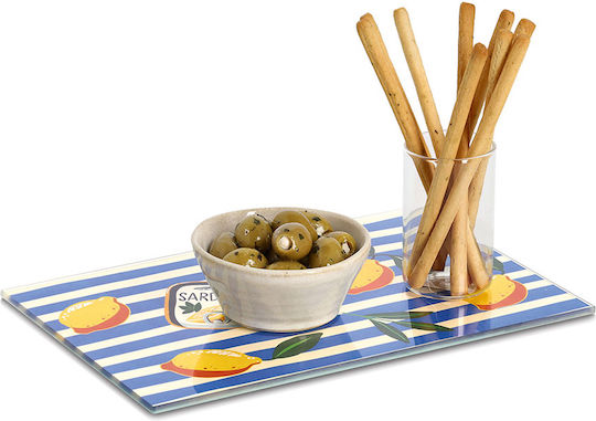 Σετ Επιφάνεια Κοπής Γυάλινη Μπλε 30x20cm