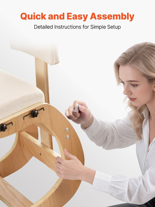 Vevor Office & Desk Stool with Knee Support and Backrest Brown 54x86x98.5cm