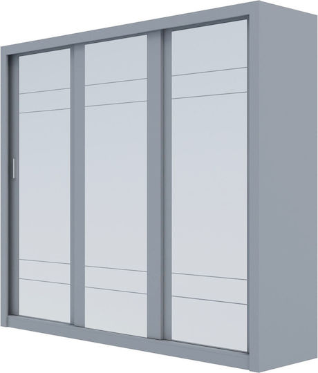 Grandio Τρίφυλλη Ντουλάπα με Καθρέπτη 250x60x215cm