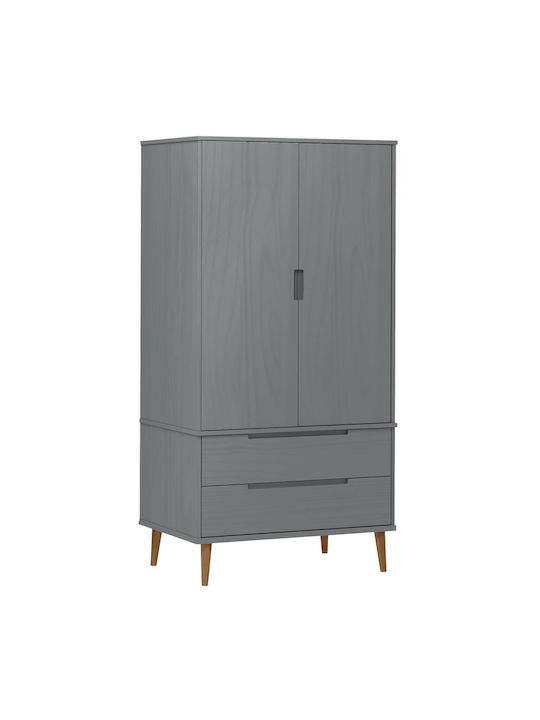 Δίφυλλη Ντουλάπα Γκρι 90x55x175cm