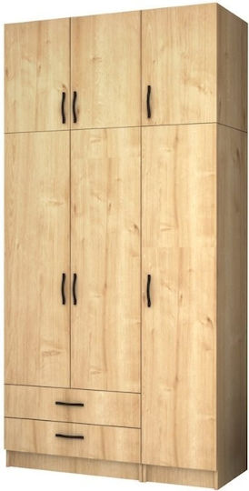 Ricardo Τρίφυλλη Ντουλάπα με Πατάρι 120x51.8x240cm Φυσικό Οξιάς Ricardo Τρίφυλλη Ντουλάπα με Πατάρι 120x51.8x240cm Φυσικό Οξιάς
