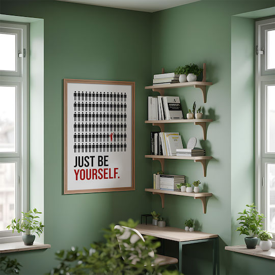Zitat Poster Just Be Yourself Pq185 21cm x 30cm Weiße Hölzernes Rahmen