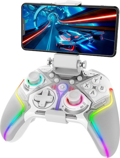 iPega 9666BH Gamepad Wireless pentru Android / PC / PS3 / PS4 / Switch / iOS Alb