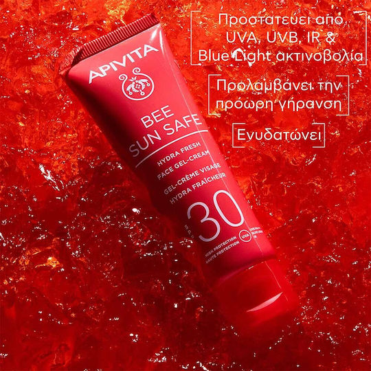 Apivita Bee Sun Safe Hydra Αδιάβροχο Αντηλιακό Gel Προσώπου SPF30 50ml