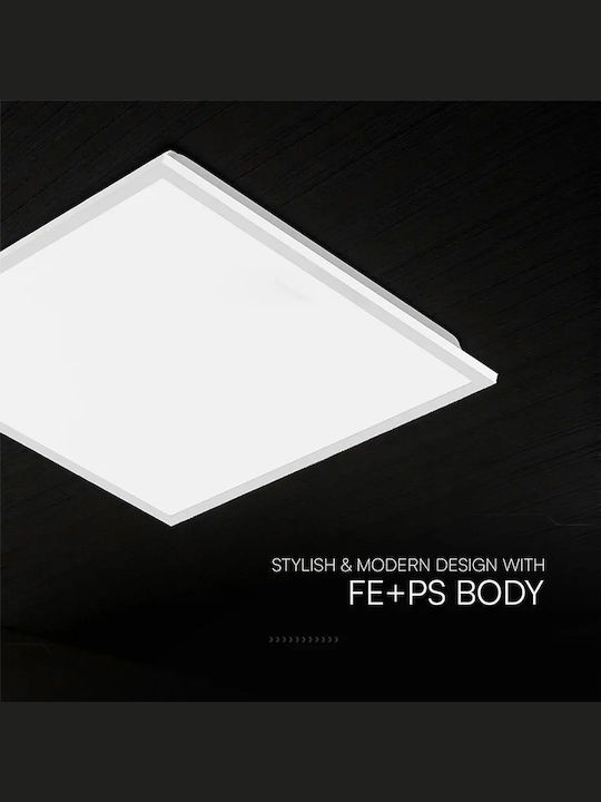 V-TAC Τετράγωνο Χωνευτό LED Panel 40W με Φυσικό Λευκό Φως 4000K 60x60εκ.