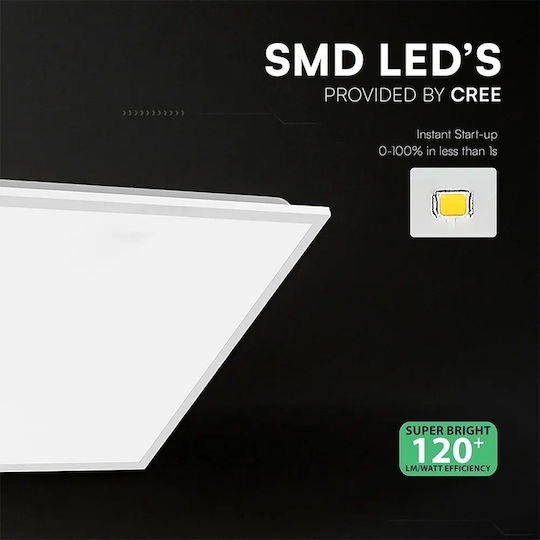V-TAC Pătrat Încastrat Panou LED Putere 40W cu Alb Natural Lumini 60x60cm.