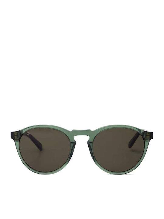 Faos Men's Sunglasses with Green Horn-Rimmed Frame and Green Lens