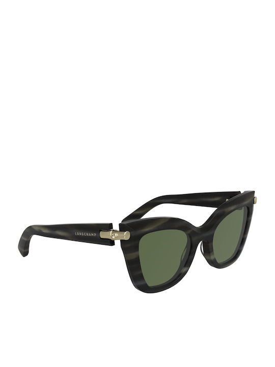 Longchamp Women’s Sunglasses with Gray Horn-Rimmed Frame and Gray Lens