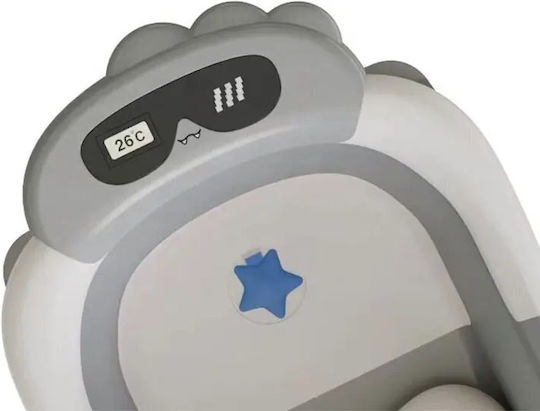 Little Mom Folding Baby Bath with Thermometer Gray