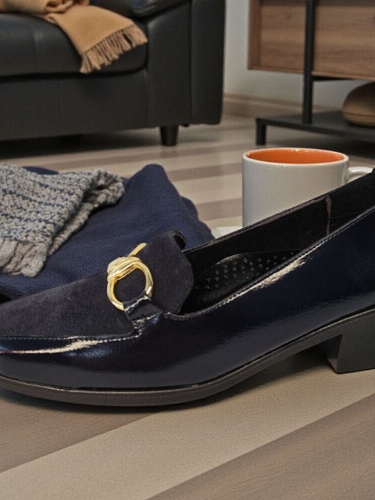 Leather Women's Moccasins in Navy Blue Colour