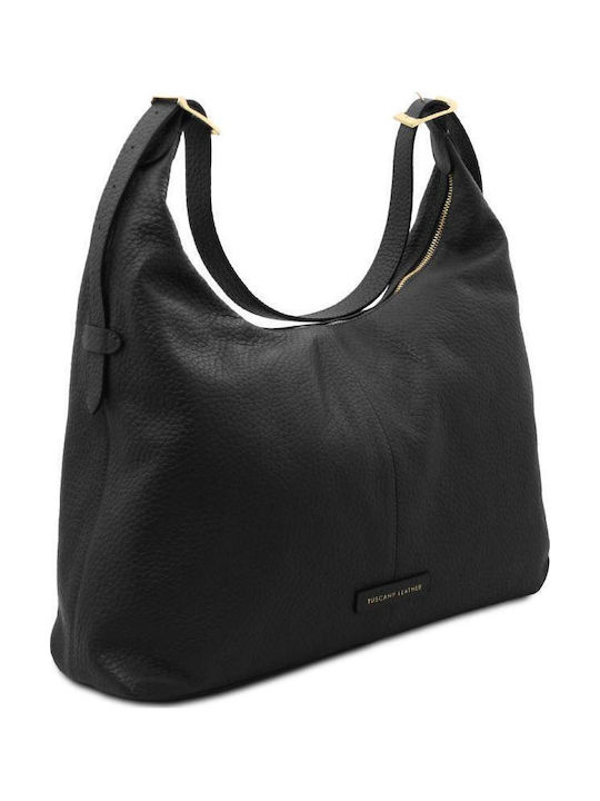 Leather Women's Shoulder Shopper Bag Black