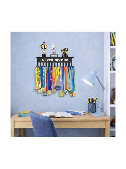 Agățătoare De Perete Metalică Cu 15 Compartimente Neagră 30x6.5x6.5cm