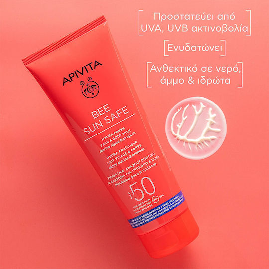 Apivita Hydra Fresh Body Milk Cremă Solară de Față Waterproof SPF50 200ml
