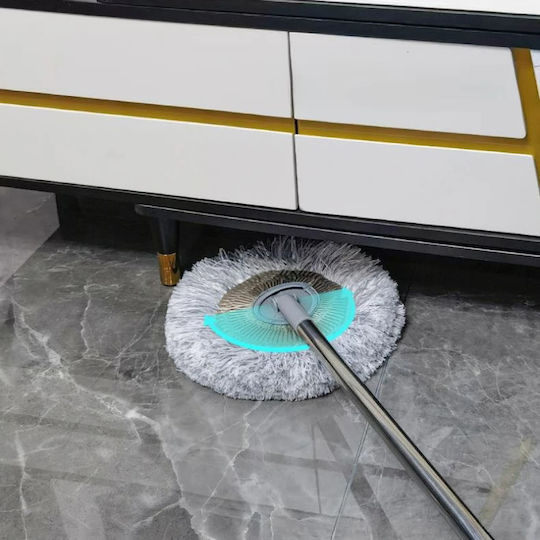 Mop De Curățare Prafului Mâner Din Oțel Inoxidabil Lungime Mâner Reglabilă 45 180 Cm Două Pânze Detasabile Dimensiuni 29 X 195 Cm Argintiu