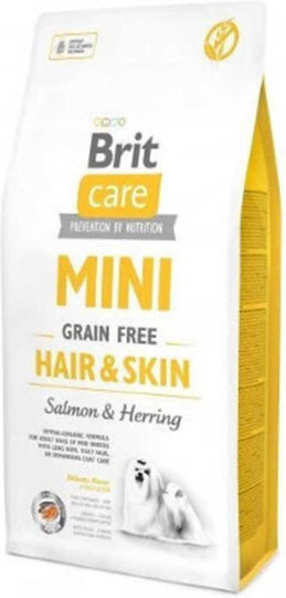 Brit Mini Grain Free Hair & Skin 7kg Dry Food Grain-Free & Gluten-Free for Adult Small Breed Dogs with Herring and Salmon