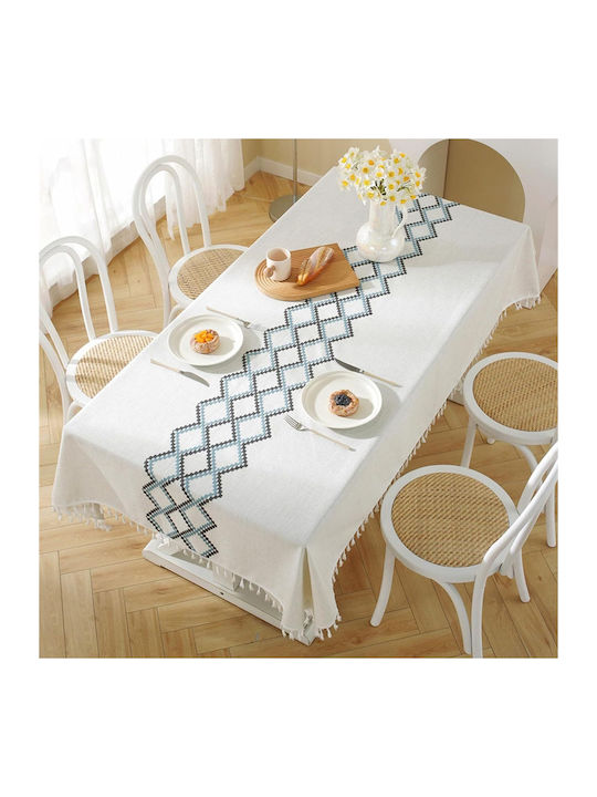 FRIPIA FRIPIA Leinen Tischdecke Mit Stickerei Beige 120x180cm