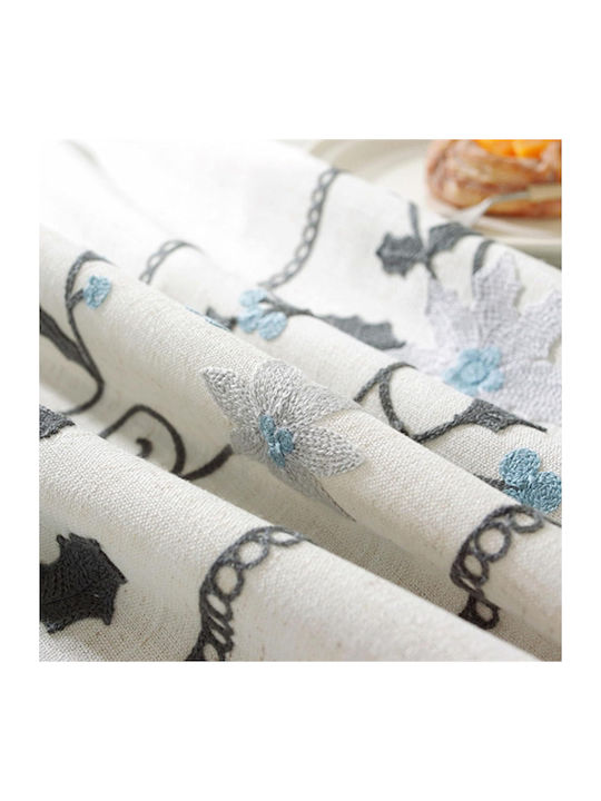 FRIPIA Linen Tablecloth With Gray Embroidery 120x180cm