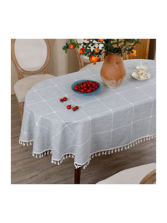FRIPIA Față De Masă Din In Cu Broderie Gri 140x220cm