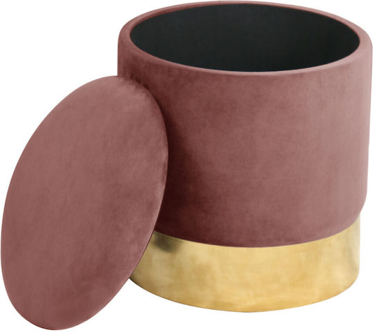 Living Room Stool With Storage Space Upholstered In Velvet Dusty Pink 39x39x40cm